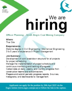 Engro Energy Planning Officer Jobs